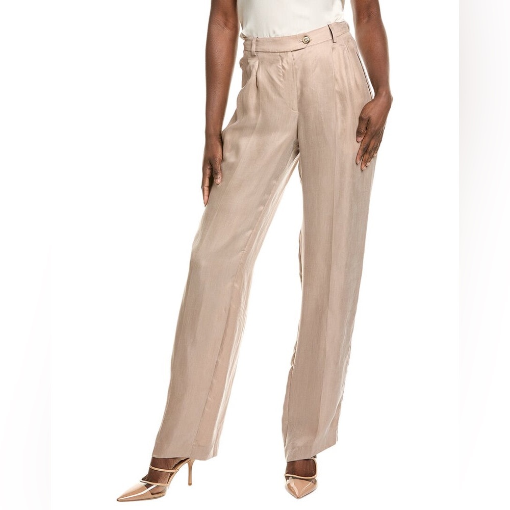 Boss Hugo Boss $348 NWT Beige Lightweight Taleco Wide Leg Trouser Size 4